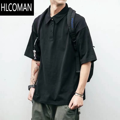 HLCOMAN美式工装夏季polo衫男港风潮牌日系复古翻领上衣休闲宽松短袖T恤