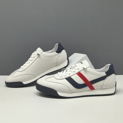 真皮板鞋男款潮流百搭鞋子欧洲站百搭男士小白鞋轻奢一脚蹬懒人鞋