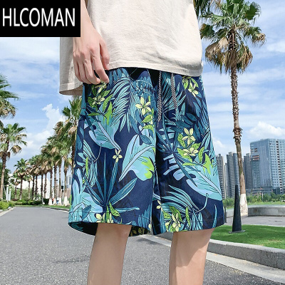 HLCOMAN夏季沙滩裤男潮牌薄款花短裤居家休闲大裤衩子2025新款宽松可下水
