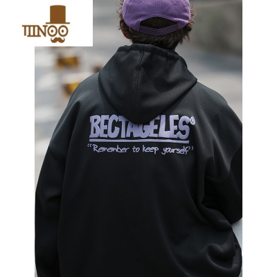 YANXU连帽卫衣男日系复古套头上衣服青少年宽松休闲外套