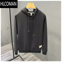 HLCOMAN连帽卫衣男潮牌休闲长袖t恤男装纯色上衣2023年秋季新款修身外套