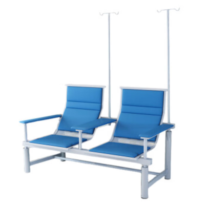 锦北 输液椅医院诊所点滴吊针排椅大厅加固加厚候诊椅 双人皮扶手蓝色