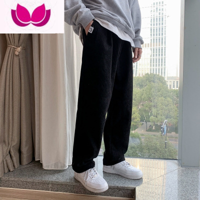 七斓灯芯绒裤子男秋季韩版潮流ins坠感港风直筒裤痞帅拖地休闲长裤男