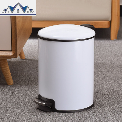 欧式垃圾桶家用客厅卧室卫生间厨房创意有盖大号不锈钢脚踏式带盖 三维工匠