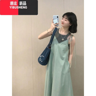 YIBUSHENG季女显瘦多巴胺穿搭一整套炸街网红气质法式吊带连衣裙两件套装