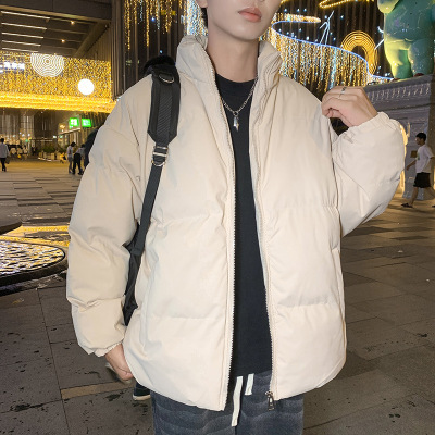 秋冬季男女同款立领纯色棉服休闲百搭宽松棉衣外套男款