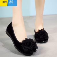 聚范2018新款夏季老北京布鞋女鞋单鞋豆豆鞋黑色工作鞋朵平底妈妈鞋