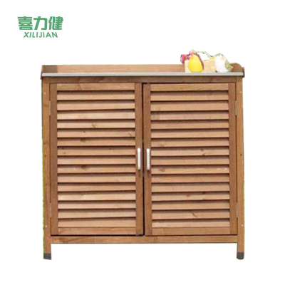 喜力健 防腐木储物柜 B款咖啡色 个