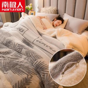 冬天加绒被套毛毯雪花绒被罩休闲毯加厚