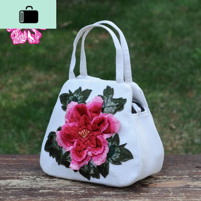 2020新款中国民族风绣花包女棉麻帆布手机手提包百搭买菜小方包包NEW LAKE