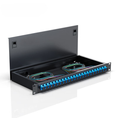 创德 光纤终端盒24口24芯光纤配线架 光缆接续盒接线熔纤盒SC单模 机架式 SC型