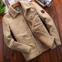 JPDUN冬季棉衣男翻领外套羊羔毛棉服男加绒加厚工装棉袄