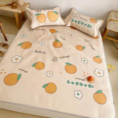 家柏饰(CORATED)夏季冰丝席三件套可折叠1.5米0.9m宿舍可水洗1.8m床凉席少女心1.2