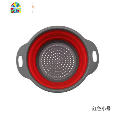 厨房洗菜圆形伸缩折叠创意易收纳方形滤水篮洗菜盆果蓝 FENGHOU 红色[推荐]方形2件套(大号+小号)洗菜篮洗菜篮