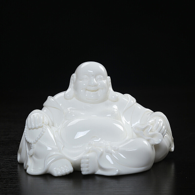 MULTIPOTENT茶宠摆件德化陶瓷工艺品办公室客厅摆件周崇邓作品-提珠弥勒佛