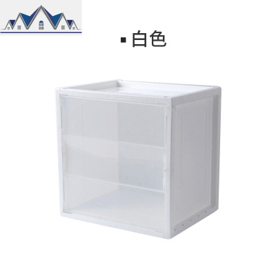 收纳箱塑料透明组合书柜简易整理储物收纳柜格子开式带收纳盒 三维工匠