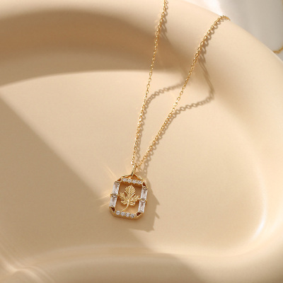 馥郁之叶s925纯银项链女小众设计复古法式轻奢气质锁骨链项饰批发送女朋友老婆情人节七夕生日礼物