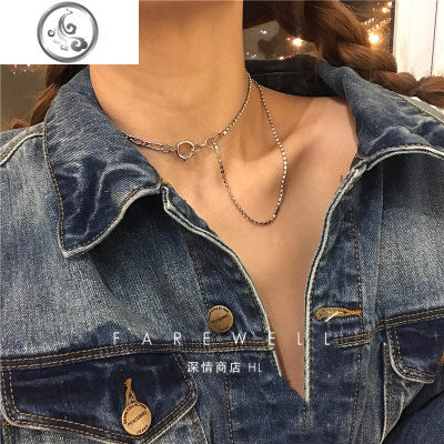 韩版双层项链女个性潮短款百搭超火冷淡风锁骨链镶钻ins学生网红 JiMi