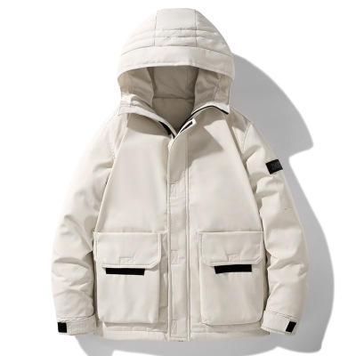 男士羽绒服秋冬季韩版潮流连帽休闲工装白鸭绒羽绒外套情侣面包服