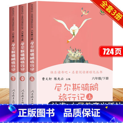 [全套3册]尼尔斯骑鹅旅行记(上+中+下) [正版]尼尔斯骑鹅旅行记原著六年级下册人民教育出版社威尼斯厄尔斯尼尔森威尔斯