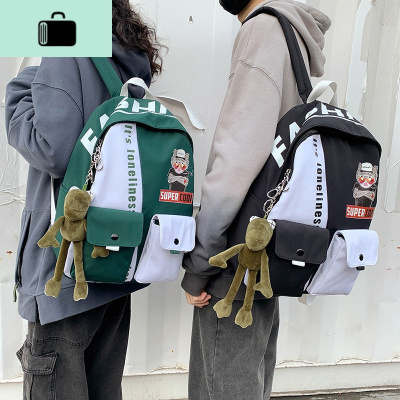 新款休闲尼龙情侣双肩包女大学生书包初高中韩版撞色潮旅行背包男NEW LAKE