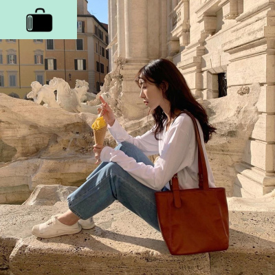 韩版chic女包 简约复古单肩包百搭时尚托特包2020新款原创ins包袋NEW LAKE女士单肩包