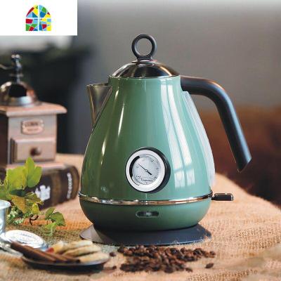 北欧复古电热水壶自动断电家用小容量烧水壶高颜值插电开水壶 FENGHOU 橄榄绿带温度表