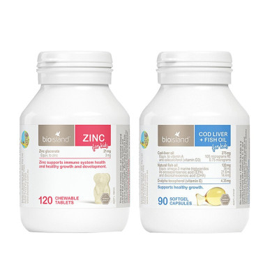 2件装|佰澳朗德(Bio Island)婴幼儿DHA鱼油1瓶+婴幼儿锌1瓶香港保税随机发