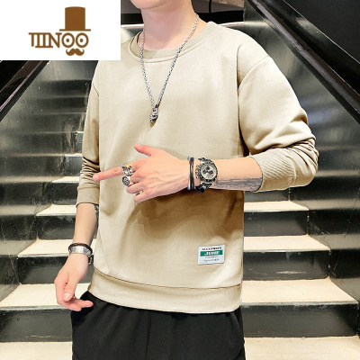 YANXU卫衣男潮流圆领宽松长袖t恤外套新款青少年运动休闲打底衫T