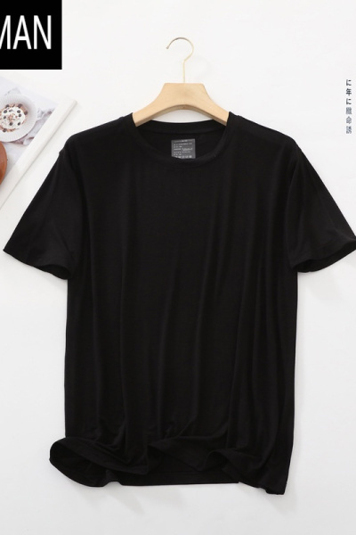 HLCOMAN莫代尔圆领短袖t恤男士夏季薄款宽松休闲睡衣高弹力百搭半袖上衣