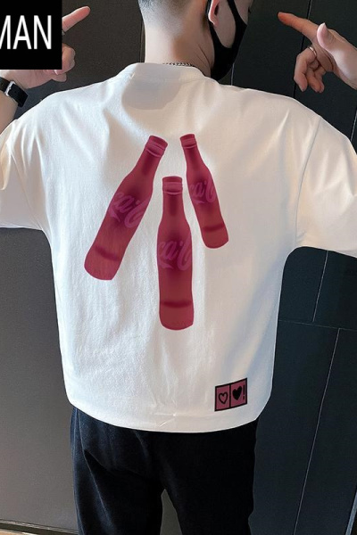 HLCOMAN男装2025新款百搭T体恤网红短袖t恤男士夏季潮牌痞帅半袖