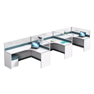 迅迈 F字型三人位(含柜)职员办公桌 现代工位 员工桌屏风 卡位卡座