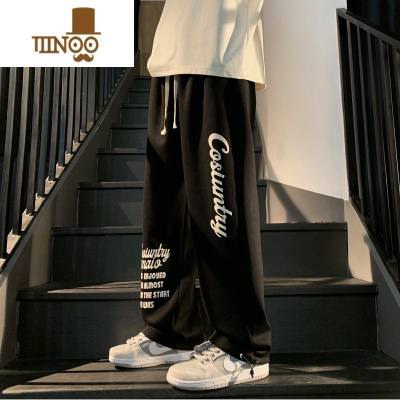 YANXU初中学生秋装宽松直筒休闲裤男青少年男装韩版潮流运动长裤子男孩