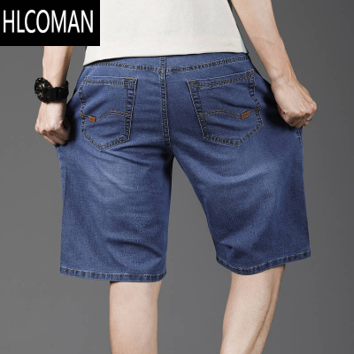 HLCOMAN夏季薄款牛仔短裤男五分中裤宽松直筒弹力加肥加大码阔腿肥佬马裤
