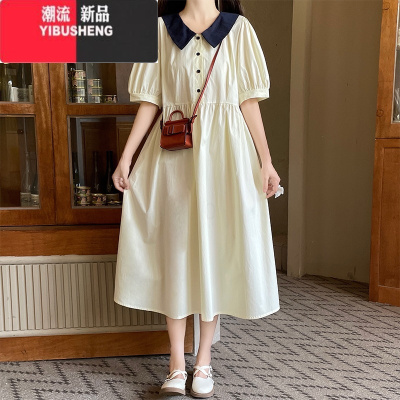 YIBUSHENG12初中学生文艺森系连衣裙15岁少女高中生宽松韩版学院风长裙子