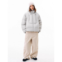 2525年双拉连帽立体短款棉服秋冬女新款宽松椰白色保暖外套男