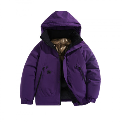 冬季男装新款棉衣男石墨烯内里发热保暖加厚连帽棉服潮流休闲外套