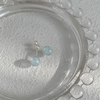 五行补水金s999纯银天然海蓝宝螺丝耳钉轻奢小众清透耳环女高级感送女朋友老婆情人节七夕生日礼物