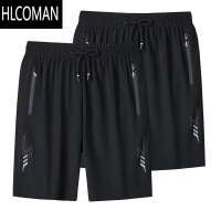 HLCOMAN加肥加大男士冰丝短裤夏季新款薄款速干休闲五分裤男宽松大码拉链