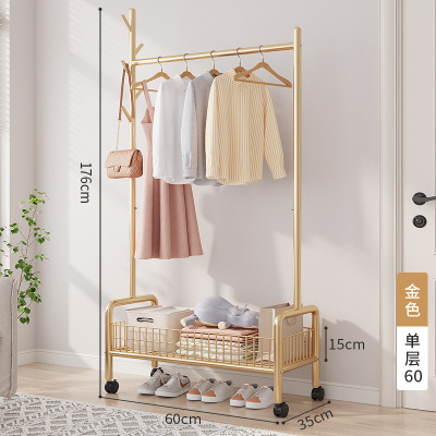 家时光简易晾衣架落地折叠室内阳台卧室挂衣室内衣帽架床尾边放衣服神器