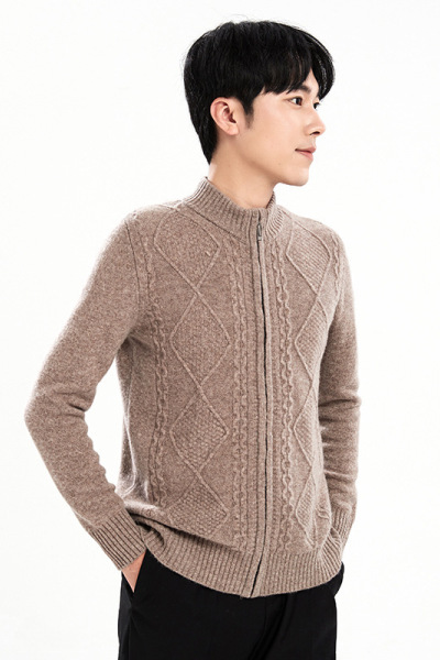 秋冬新纯色羊毛衫男半高领百搭针织外套简约毛衣打底衫韩版开衫