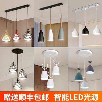 餐厅吊灯三头现代简约北欧轻奢饭厅餐桌灯吧古达台创意灯具年