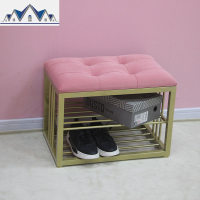 北欧现代轻奢换鞋凳家用口收纳鞋柜床尾铁艺长条储物凳试衣间 三维工匠收纳凳