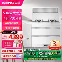 森歌(SENG)集成灶L1 消毒柜款外观美 大容量 一体式吸烟机燃气灶具 家用抽油烟机燃气灶套装 天然气白色款