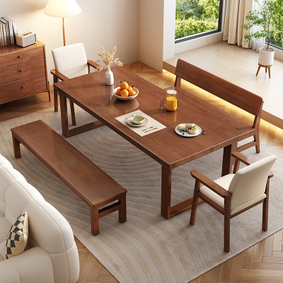 景山百岁实木餐桌长方形家用饭桌客厅餐书桌一体长条大板桌子多人写字桌子