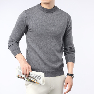 48支双股莱塞尔天丝绵羊毛衫男秋冬季精纺澳毛半高领加厚男士毛衣