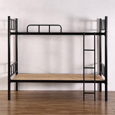 巴洛卡 双层床铁架床学生宿舍床简约经济型高低床上下铺床0.9米宽加厚黑色900*2000