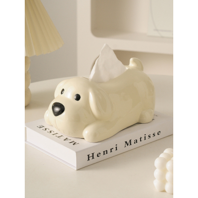 陶瓷纸巾盒可爱奶油风客厅抽纸盒家用茶几高级感纸抽盒子餐巾纸盒