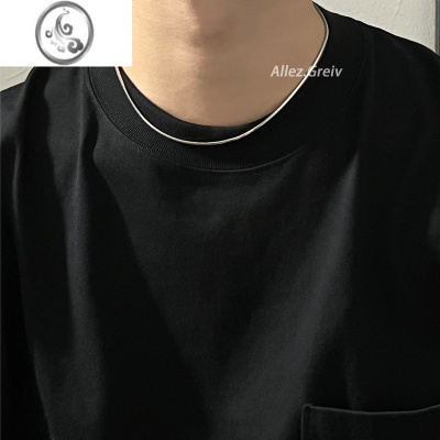 JiMi钛钢项链男款健身简约高级感方形蛇骨素链中性百搭细款金色锁骨链