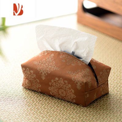 三维工匠中式复古 唐风织锦缎纸巾盒纸抽袋 平滑工整 耐看茶室空间搭配 柿涉